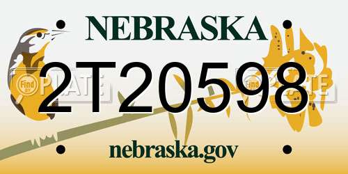 2T20598 Nebraska License Plate