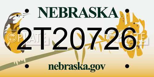 2T20726 Nebraska License Plate