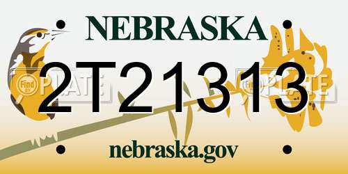 2T21313 Nebraska License Plate