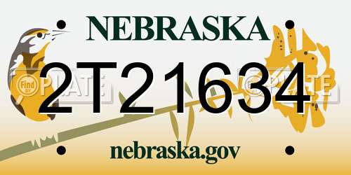 2T21634 Nebraska License Plate