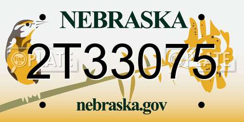 2T33075 Nebraska License Plate
