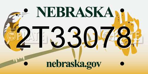 2T33078 Nebraska License Plate