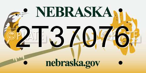 2T37076 Nebraska License Plate