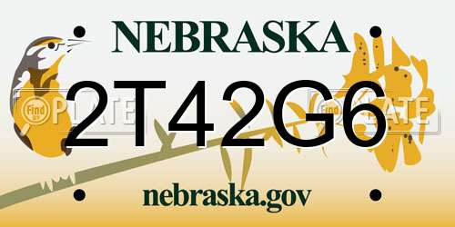 2T42G6 Nebraska License Plate