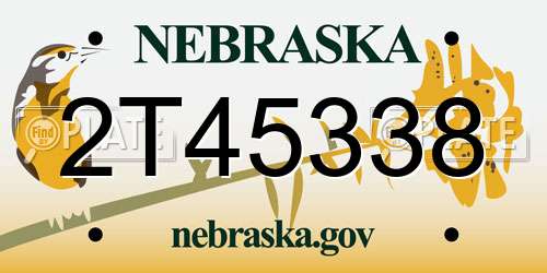 2T45338 Nebraska License Plate