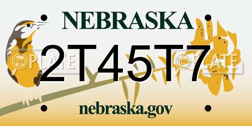 2T45T7 Nebraska License Plate