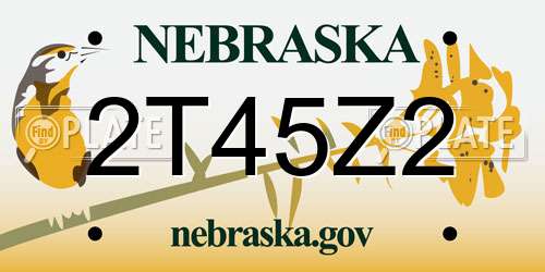 2T45Z2 Nebraska License Plate