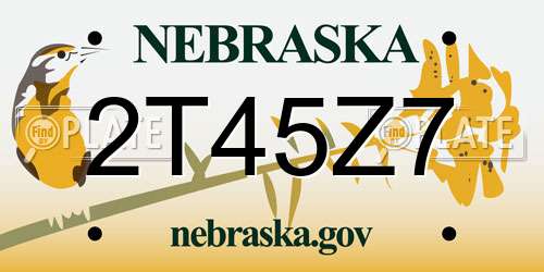 2T45Z7 Nebraska License Plate