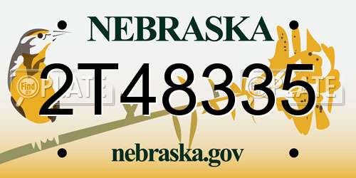 2T48335 Nebraska License Plate