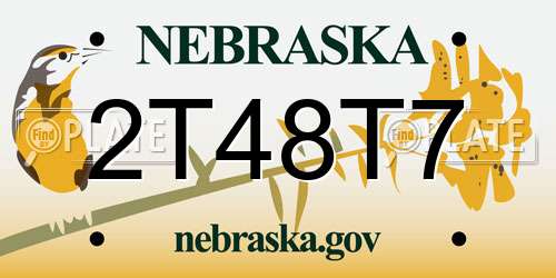 2T48T7 Nebraska License Plate