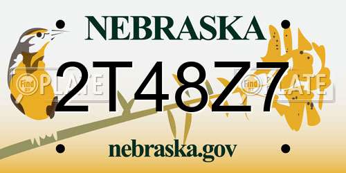2T48Z7 Nebraska License Plate