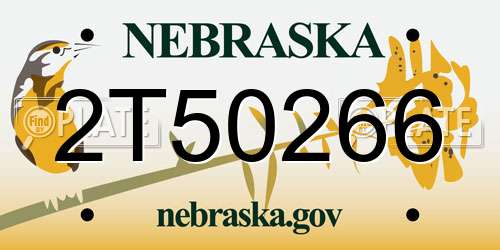 2T50266 Nebraska License Plate