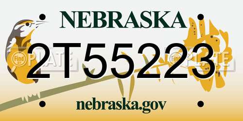 2T55223 Nebraska License Plate