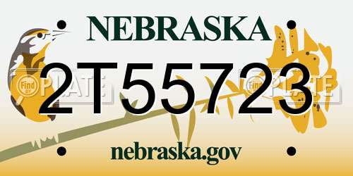 2T55723 Nebraska License Plate