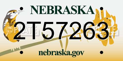 2T57263 Nebraska License Plate