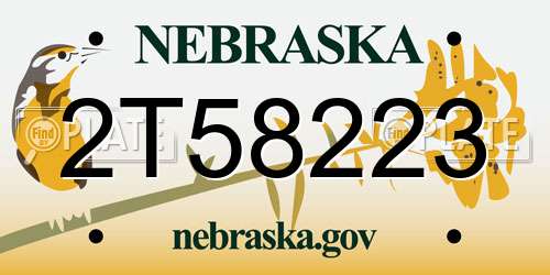 2T58223 Nebraska License Plate
