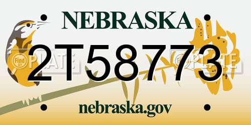 2T58773 Nebraska License Plate