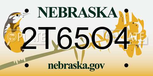 2T65O4 Nebraska License Plate