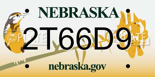 2T66D9 Nebraska License Plate