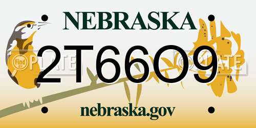 2T66O9 Nebraska License Plate