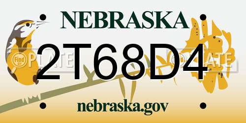2T68D4 Nebraska License Plate