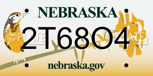 2T68O4 Nebraska License Plate