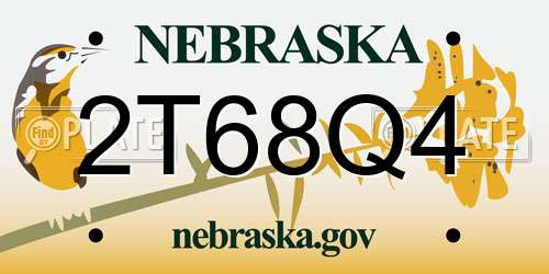 2T68Q4 Nebraska License Plate