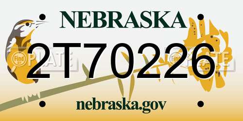 2T70226 Nebraska License Plate