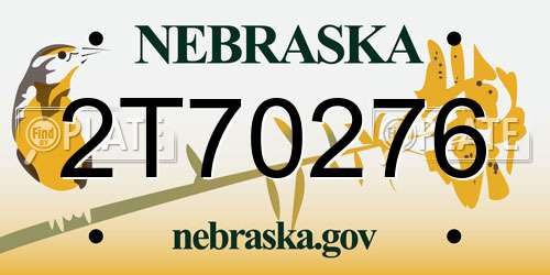 2T70276 Nebraska License Plate
