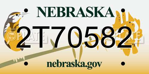 2T70582 Nebraska License Plate