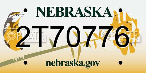 2T70776 Nebraska License Plate