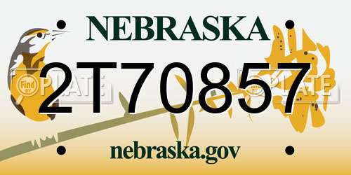 2T70857 Nebraska License Plate