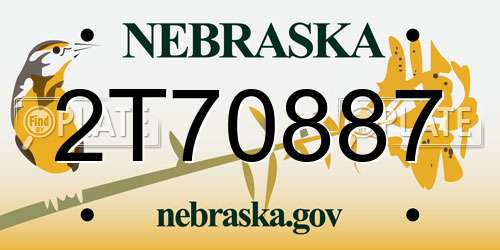 2T70887 Nebraska License Plate