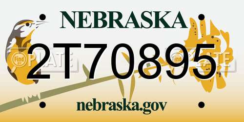 2T70895 Nebraska License Plate