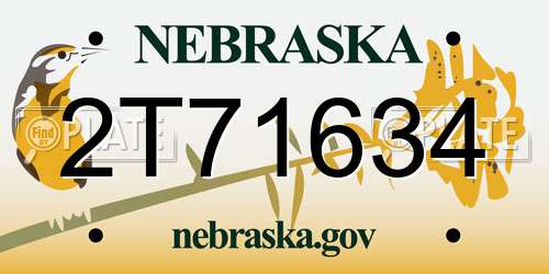 2T71634 Nebraska License Plate