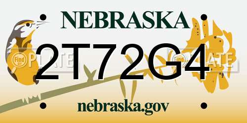 2T72G4 Nebraska License Plate