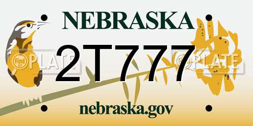 2T777 Nebraska License Plate