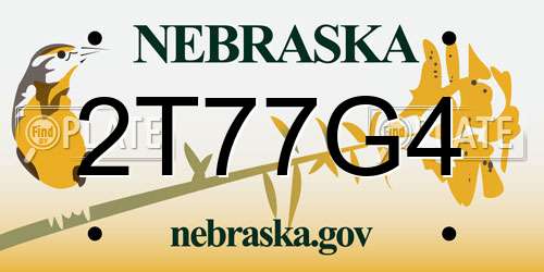 2T77G4 Nebraska License Plate