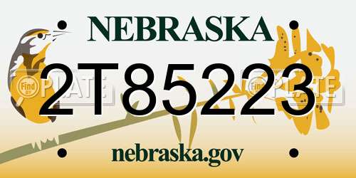 2T85223 Nebraska License Plate