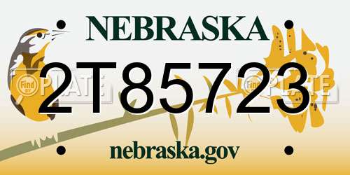 2T85723 Nebraska License Plate