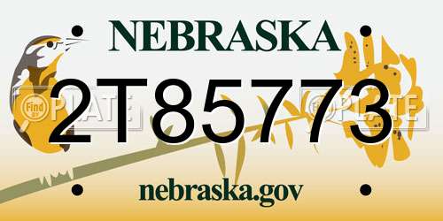 2T85773 Nebraska License Plate