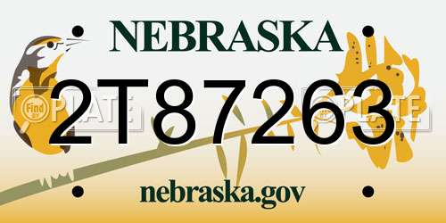 2T87263 Nebraska License Plate