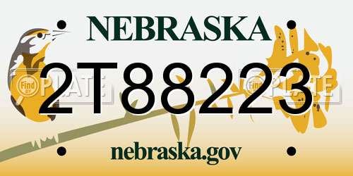 2T88223 Nebraska License Plate