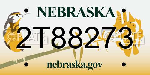 2T88273 Nebraska License Plate