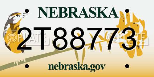 2T88773 Nebraska License Plate