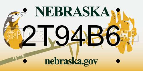 2T94B6 Nebraska License Plate