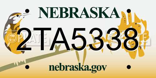 2TA5338 Nebraska License Plate