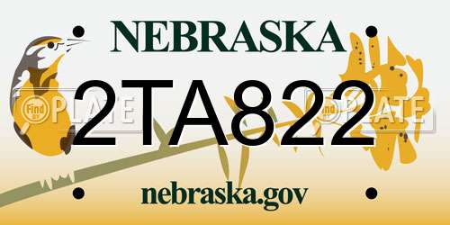 2TA822 Nebraska License Plate