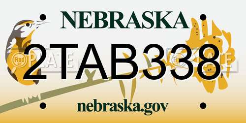 2TAB338 Nebraska License Plate