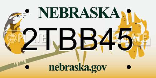 2TBB45 Nebraska License Plate